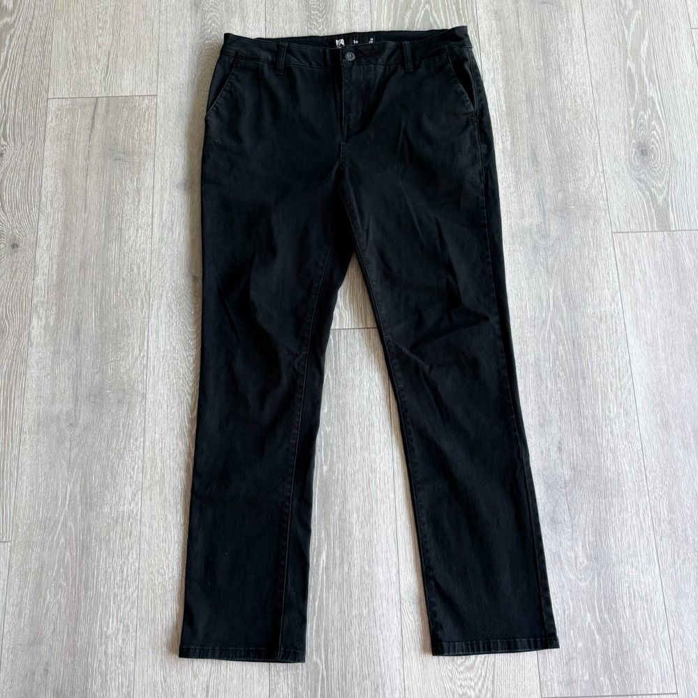 RSQ Mens Black Denim Dark Wash Mid Rise Straight Leg Slim Fit Jeans Size 34x32